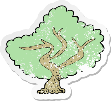 Bir insan tarafından çizilmiş karikatür ağacının geriletilmiş yapıştırması.