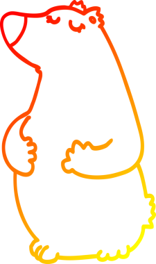 Bir insan tarafından çizilen çizgi film ayısının sıcak çizgi çizimi