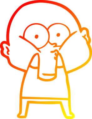 Bir insan tarafından çizilmiş kel bir adamın sıcak çizgi çizimi.