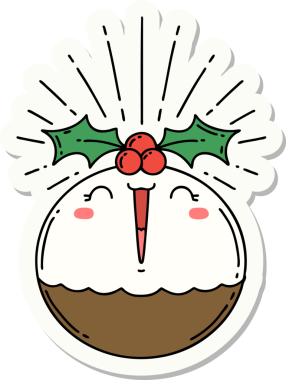 Bir insan tarafından çizilmiş bir dövme stili noel pudingi.