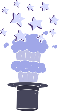 Bir insan tarafından çizilmiş sihirli silindir şapkanın düz renk çizimi