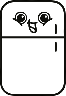 Bir insan tarafından çizilmiş bir buzdolabı karikatürü.