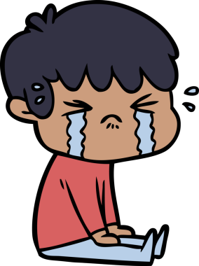 Bir insan tarafından çizilmiş ağlayan çizgi film çocuğu.