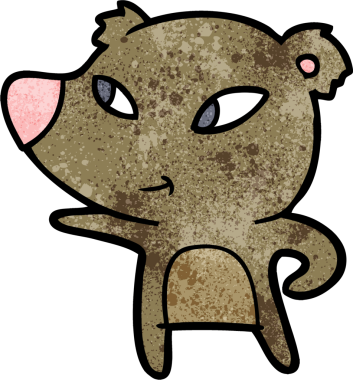 Bir insan tarafından çizilmiş sevimli çizgi film ayısı.