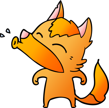 Bir insan tarafından çizilmiş tilki çizgi film karakteri