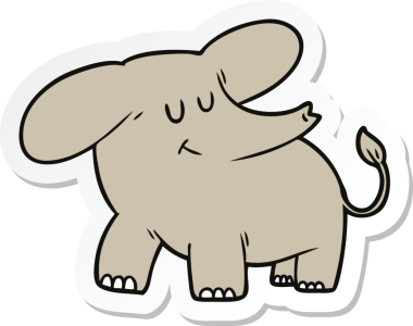 Bir insan tarafından çizilmiş bir filin çıkartması.