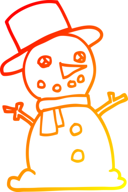 Bir insan tarafından çizilmiş geleneksel bir kardan adamın sıcak çizgi çizimi