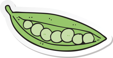 Bir insan tarafından çizilmiş bezelye kabuğundaki bir karikatür çıkartması.