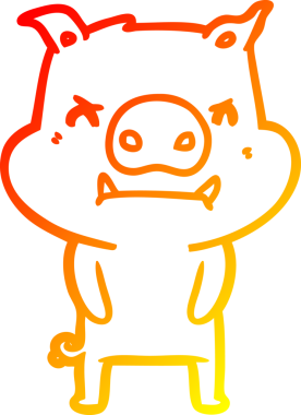 Bir insan tarafından çizilmiş kızgın çizgi film domuzu çizimi.