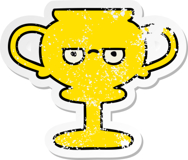 Bir insan tarafından çizilmiş sevimli bir karikatür kupasının sıkıntılı çıkartması.