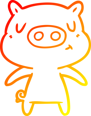 Bir insan tarafından çizilen çizgi film içerikli domuzun sıcak çizgi çizimi