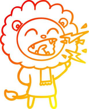 Bir insan tarafından çizilen kükreyen bir aslanın sıcak çizgi çizimi