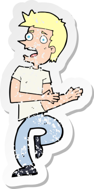 Bir insan tarafından çizilmiş gerilimli bir çizgi filmin gerilimli retro yapıştırması.