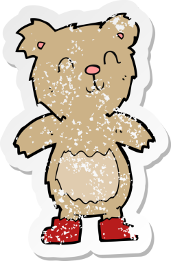 Bir insan tarafından çizilmiş oyuncak ayının gerilimli çıkartması.