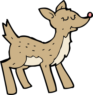 Bir insan tarafından çizilmiş sevimli karikatür geyiği.