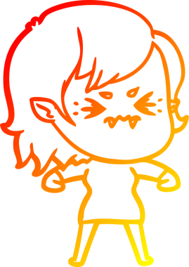 Bir insan tarafından çizilmiş kızgın bir vampir kız çizgi çizimi.