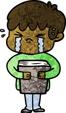 Bir insan tarafından çizilmiş ağlayan çizgi film çocuğu.