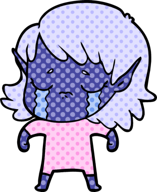 Bir insan tarafından çizilmiş ağlayan elf kızı.