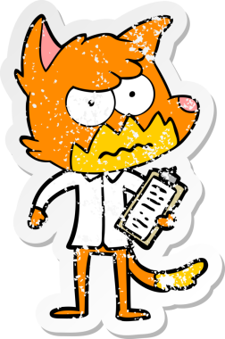 Bir insan tarafından çizilmiş, sıkıntılı bir çizgi film çıkartması.