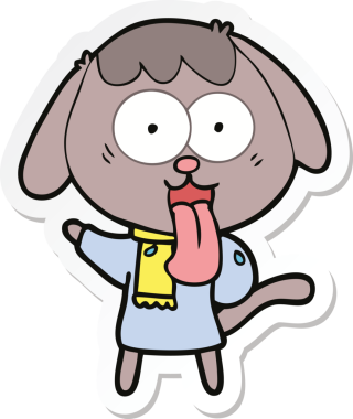 Bir insan tarafından çizilmiş şirin bir köpeğin çıkartması.