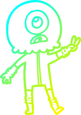 Bir insan tarafından çizilmiş barış işareti veren soğuk gradyan çizgisi çizimi.