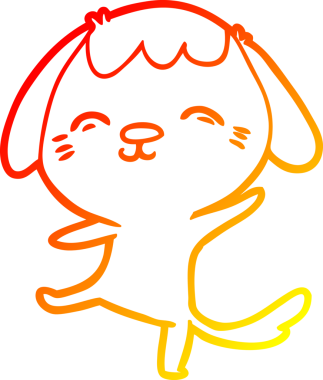 Bir insan tarafından çizilen mutlu çizgi film köpeğinin sıcak çizgi çizimi