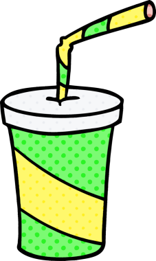 Bir insan tarafından çizilmiş el çizimi fast food içeceği karikatürü.