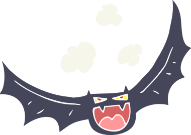 Bir insan tarafından çizilen cadılar bayramı yarasasının düz renk çizimi