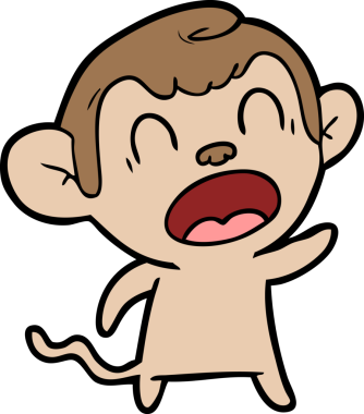 Bir insan tarafından çizilmiş bağıran çizgi maymun.