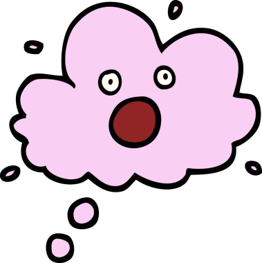 El çizimi karikatür tarzı çığlık atan bir insan tarafından çizilmiş düşünce bulutu.