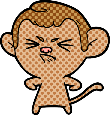 Bir insan tarafından çizilmiş kızgın maymun çizgi filmi.