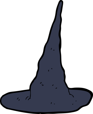 Bir insan tarafından çizilmiş ürkütücü cadı şapkası.