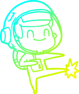 Bir insan tarafından çizilmiş mutlu bir astronotun soğuk gradyan çizimi.