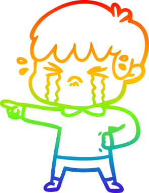 Bir insan tarafından çizilmiş ağlayan bir çocuğun çizdiği gökkuşağı gradyanı