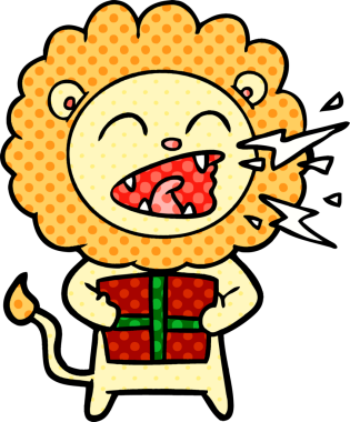 Bir insan tarafından çizilmiş, kükreyen bir aslan.