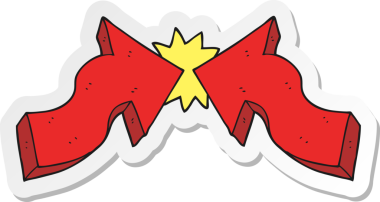 Bir insan tarafından çizilmiş okları gösteren karikatür çıkartması.