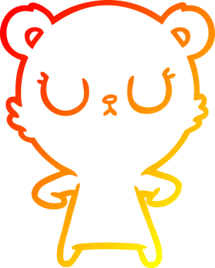 Bir insan tarafından çizilmiş barışçıl bir ayı yavrusunun sıcak çizgi çizimi