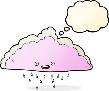 Bir insan tarafından çizilmiş düşünce baloncuklu çizgi film yağmur bulutu