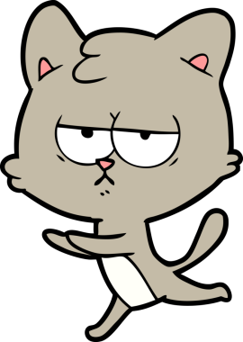 Bir insan tarafından çizilmiş sıkıcı çizgi film kedisi.