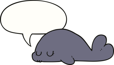 Bir insan tarafından çizilmiş konuşma balonlu şirin karikatür mührü.