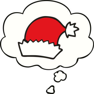 Bir insan tarafından çizilmiş düşünce baloncuklu noel şapkası.