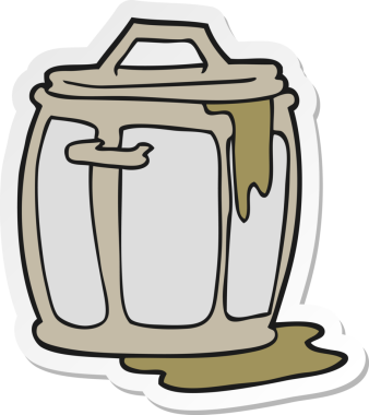 Bir insan tarafından çizilmiş pis çöp tenekesinin çıkartması.