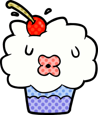 Bir insan tarafından çizilmiş komik bir kek.