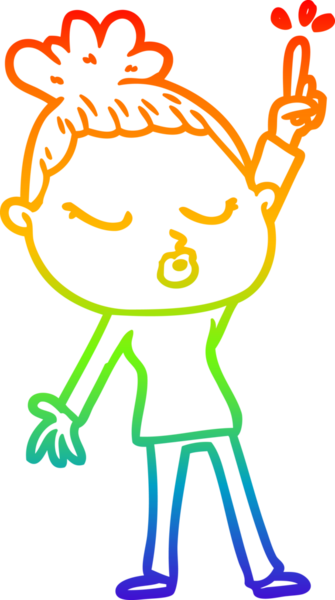 Gökkuşağı gradyan çizgi çizimi bir insan tarafından çizilmiş sakin bir kadın