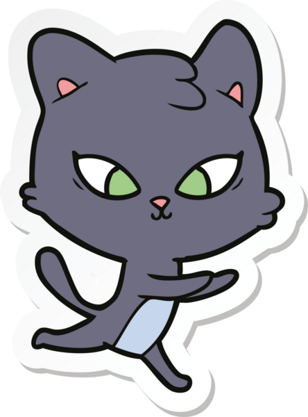 Bir insan tarafından çizilmiş şirin bir çizgi film kedisinin çıkartması.