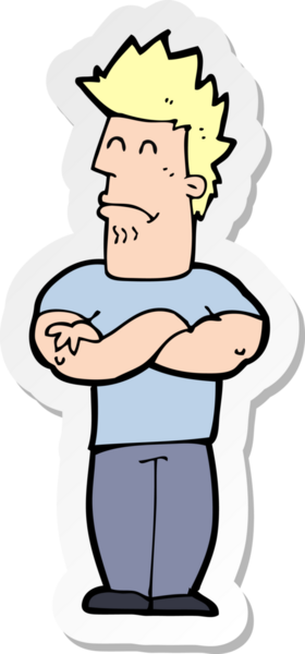 Bir insan tarafından çizilmiş somurtkan bir adamın çıkartması.