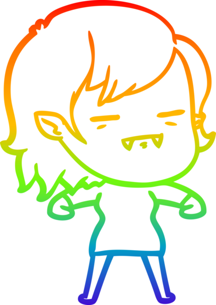 Gökkuşağı gradyan çizgi çizimi Bir insan tarafından çizilen ölümsüz vampir kız çizgi