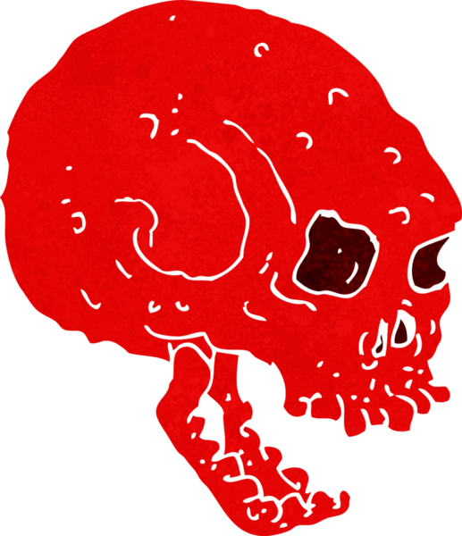 Bir insan tarafından çizilmiş ürkütücü bir kafatası.
