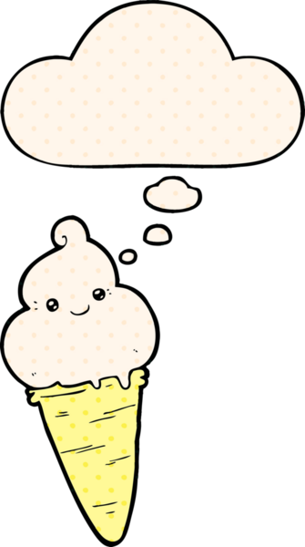 Bir insan tarafından çizilmiş, düşünce baloncuklu karikatür dondurması.