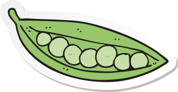 Bir insan tarafından çizilmiş bezelye kabuğundaki bir karikatür çıkartması.